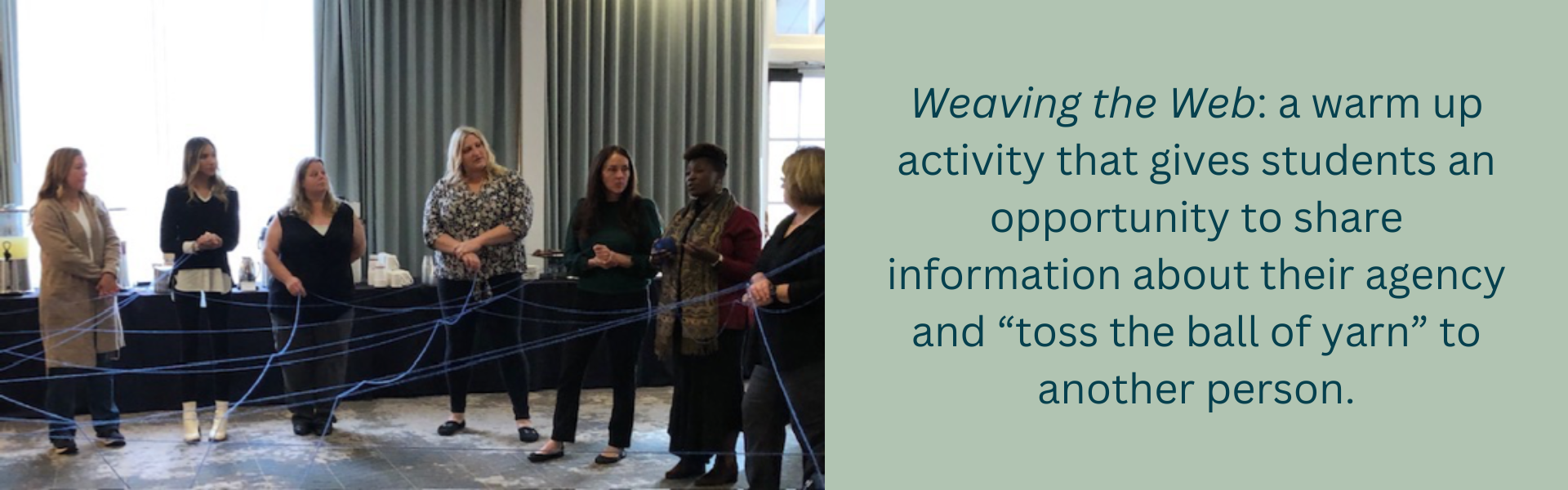 Students doing a warm up activity - weaving the web.